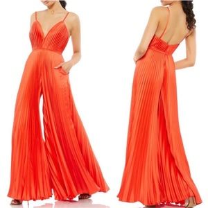 Mac Duggal Orange Pleated Jumpsuit